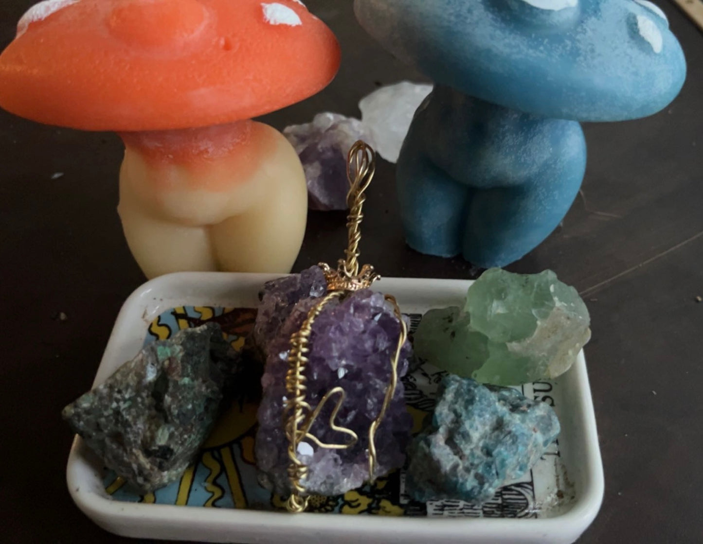 Amethyst cluster wire wrapped necklace