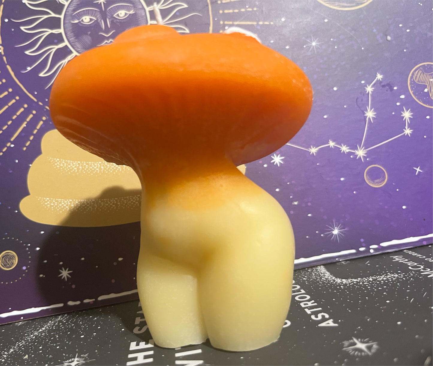 Orange Mushroom Goddess candle