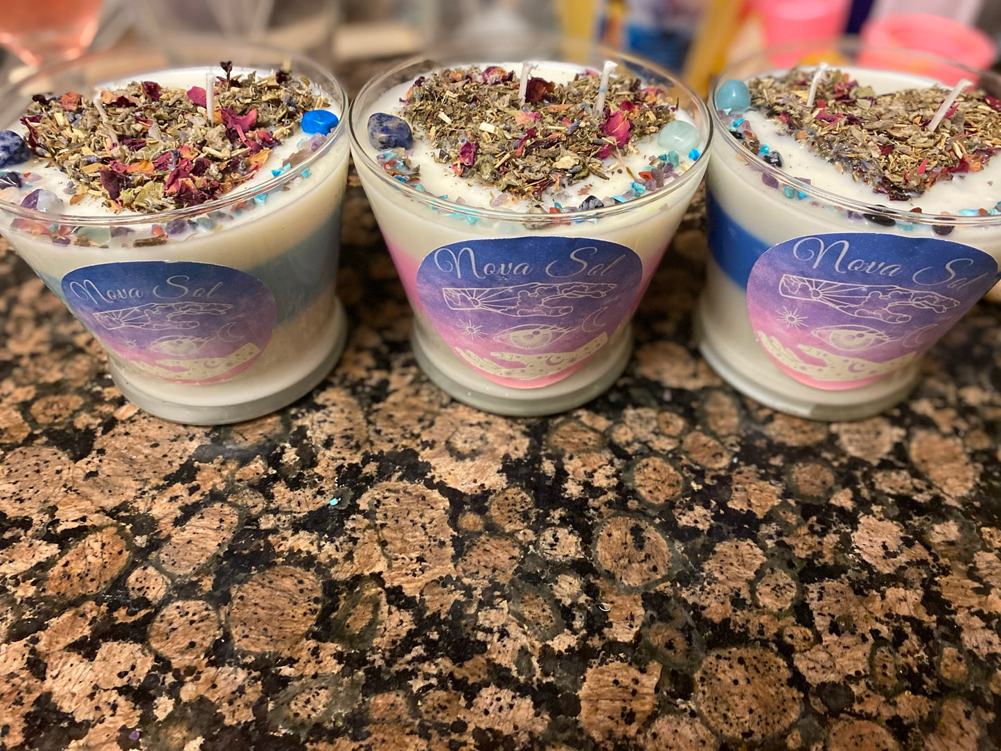 Moon Charged Intention and manifestation candle with wooden lid