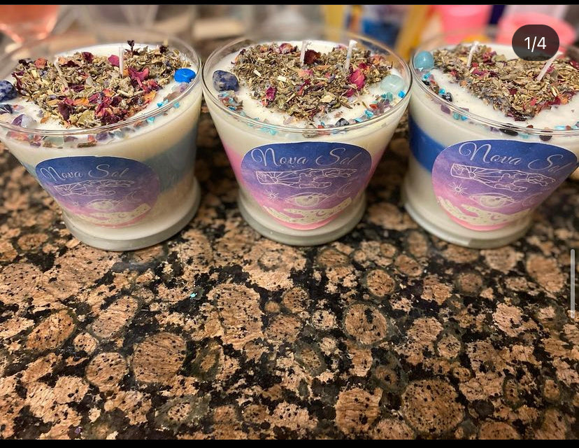 Moon Charged Intention and manifestation candle with wooden lid