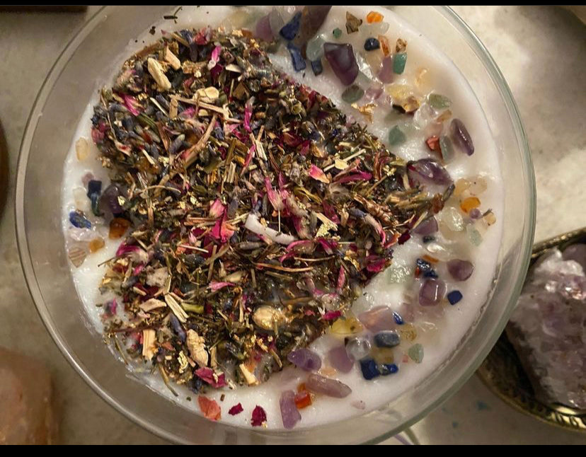 Moon Charged Intention and manifestation candle with wooden lid