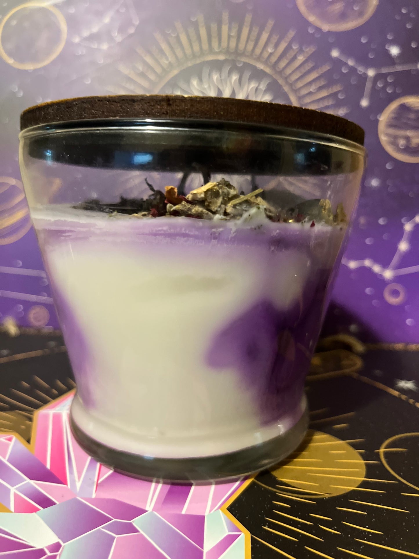 Moon Charged Intention and manifestation candle with wooden lid