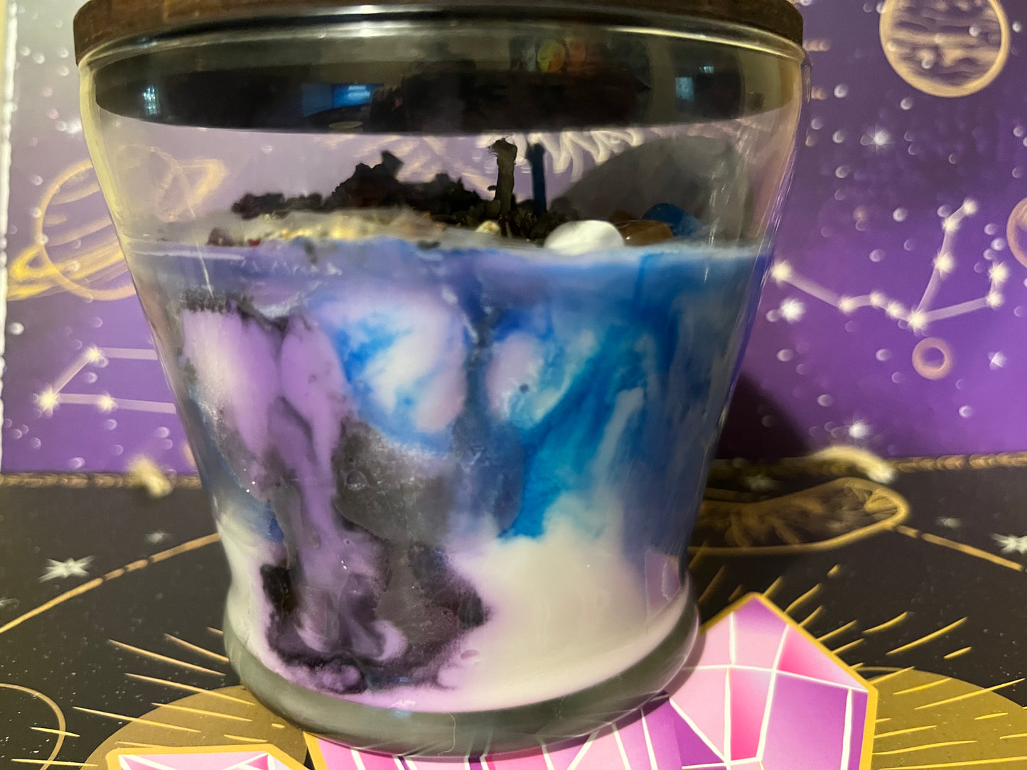 Moon Charged Intention and manifestation candle with wooden lid