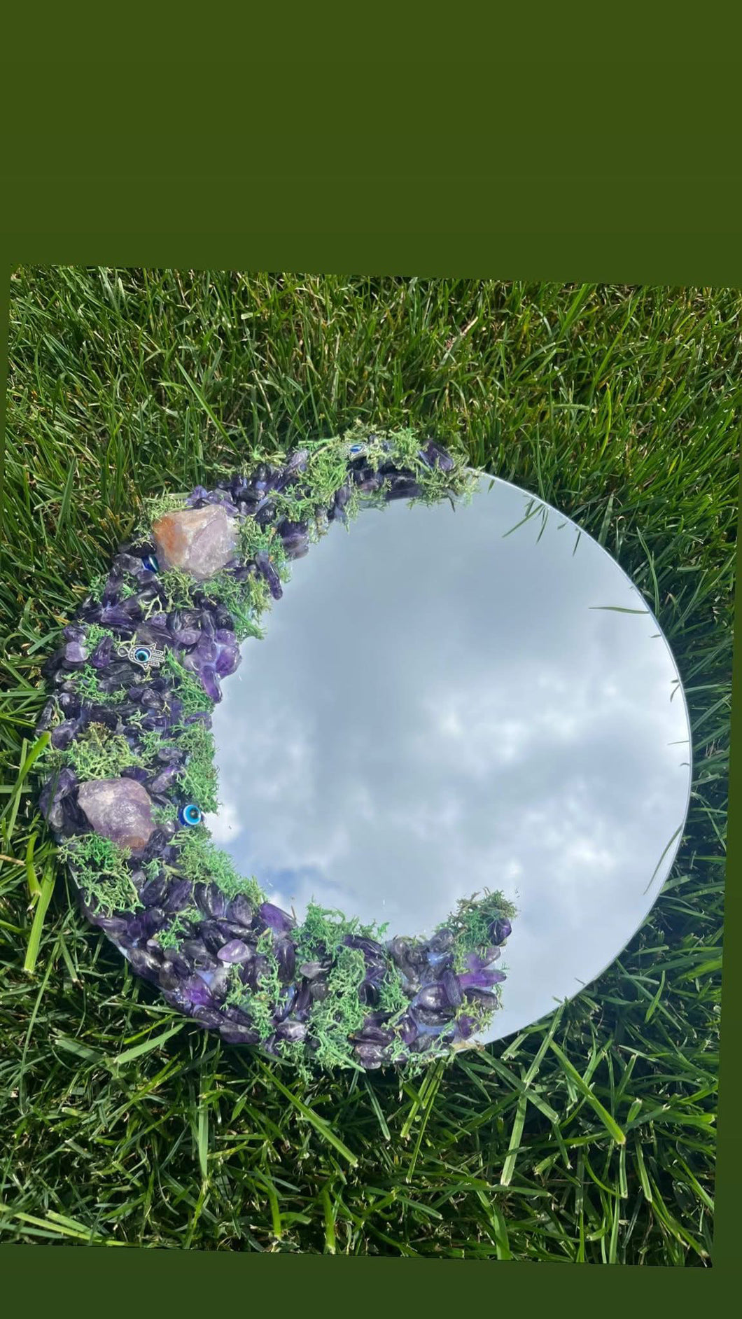 Amethyst half moon mirror