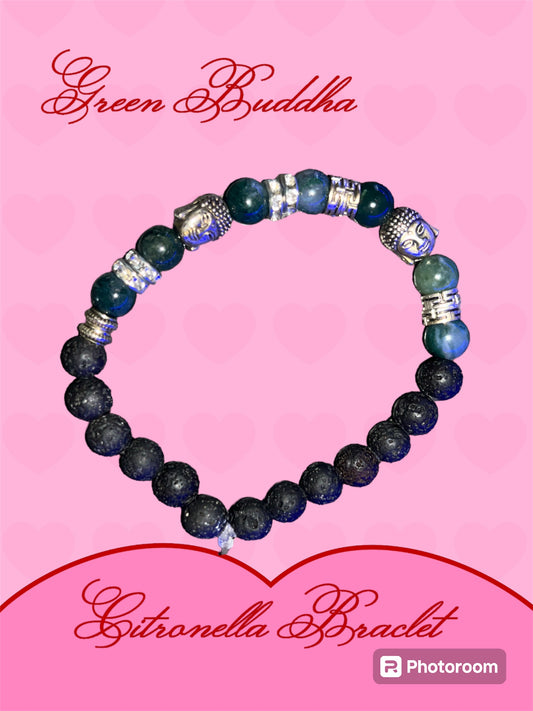 Green Buddha citronella bracelet ￼