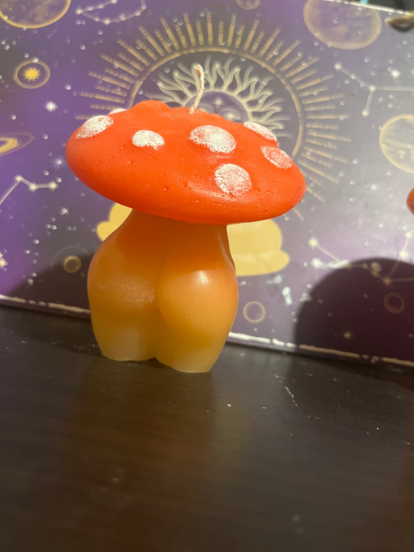 Red mushroom goddess candle