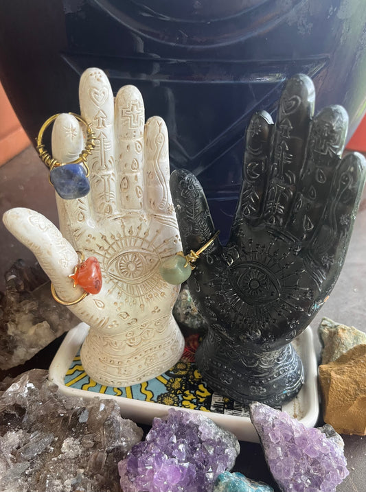 Evil eye henna ring holder hand