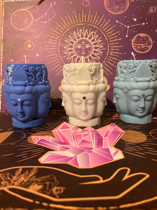Multi face Buddha  Beeswax Candle