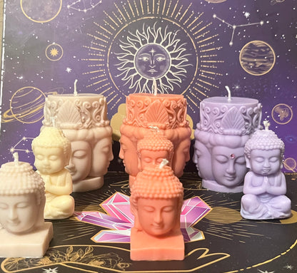 Multi face Buddha  Beeswax Candle