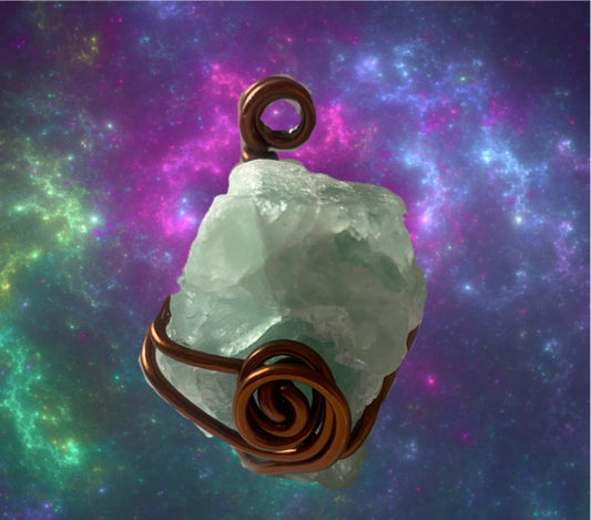 Wire Wrapped Green Calcite Necklace