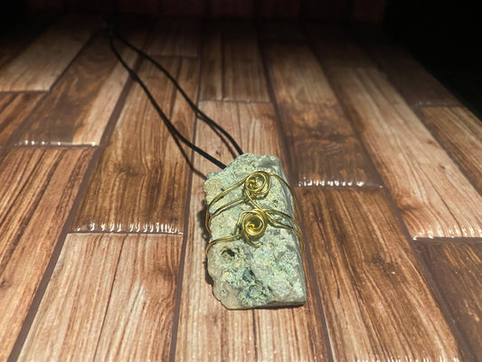 Moss Agate wire wrapped necklace
