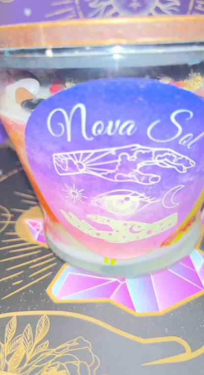 Moon Charged Intention and manifestation candle with wooden lid